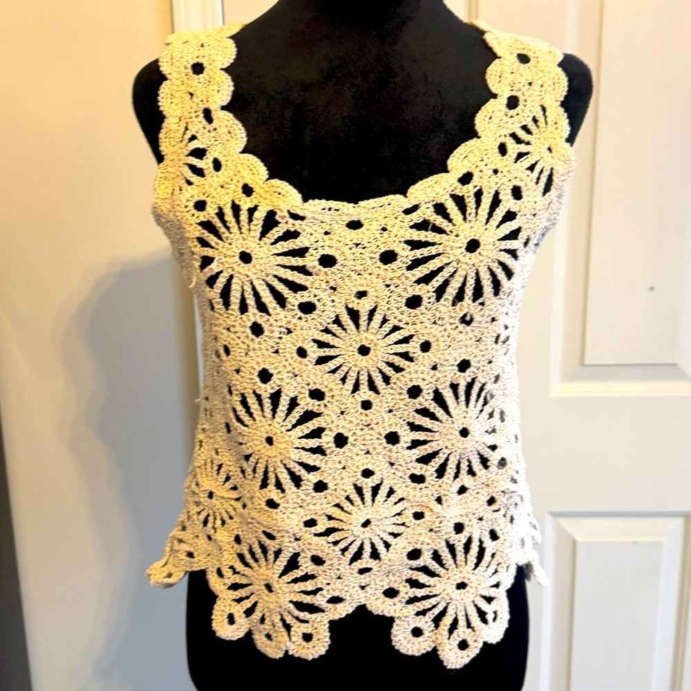 Rebellion Again Cream Crochet TankTop